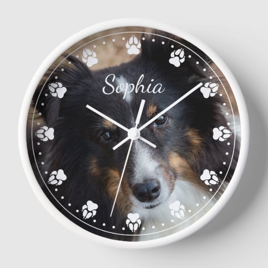 Foto und Text Ihres Hauses und Farbstift-Uhr Uhr (Vorderseite)