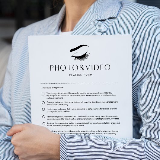 Foto- und Video-Formulare Lash-Zustimmung Formular Notizblock