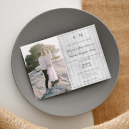 Foto und Vintage Streifen | Graue Hochzeit Einladung