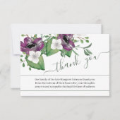 Foto und violette Blumen Begräbniskarte Dankeskarte (Vorderseite)