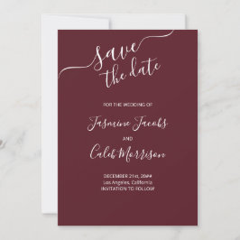 Foto und White Script Burgundy Wedding Save The Date