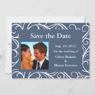 Foto und Wirbel Save the Date (blau)