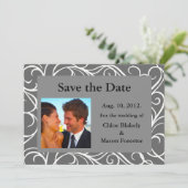 Foto und Wirbel Save the Date (grau) (Stehend Vorderseite)