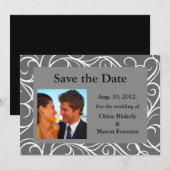 Foto und Wirbel Save the Date (grau) (Vorne/Hinten)