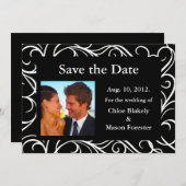 Foto und Wirbel Save the Date (schwarz) (Vorne/Hinten)