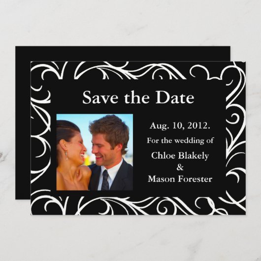 Foto und Wirbel Save the Date (schwarz) (Vorne/Hinten)