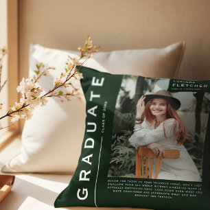 Foto und Zitat Abschluss halten Grün Kissen