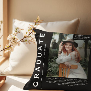 Foto und Zitat-Abschluss halten Schwarz Kissen