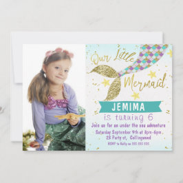 Foto under Sea Mermaid Schwanz Geburtstag Einladun Einladung