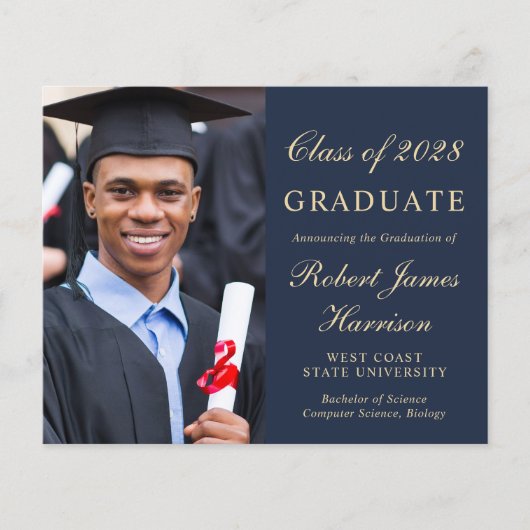 Foto Uni Blue Graduation Party Einladung (Vorderseite)