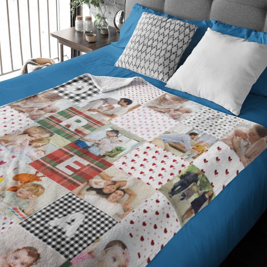 Foto-Uni-Patchwork-Effekt Fleecedecke