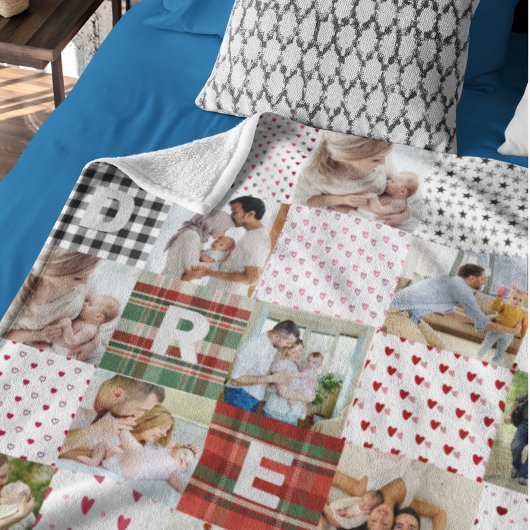 Foto-Uni-Patchwork-Effekt Fleecedecke