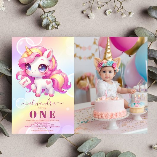 Foto Unicorn Geburtstag Einladung 1.