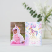Foto Unicorn Rainbow Geburtstag Postkarte (Stehend Vorderseite)