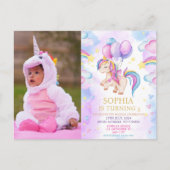 Foto Unicorn Rainbow Geburtstag Postkarte (Vorderseite)