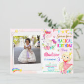 Foto Unicorn und Prinzessin Einladung zum Geburtst (Stehend Vorderseite)