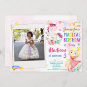 Foto Unicorn und Prinzessin Einladung zum Geburtst (Vorne/Hinten)