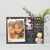Foto Unicorn und Prinzessin Einladung zum Geburtst (Stehend Vorderseite)