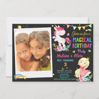 Foto Unicorn und Prinzessin Einladung zum Geburtst