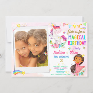 Foto Unicorn und Prinzessin Einladung zum Geburtst