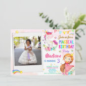 Foto Unicorn und Prinzessin Einladung zum Geburtst (Stehend Vorderseite)