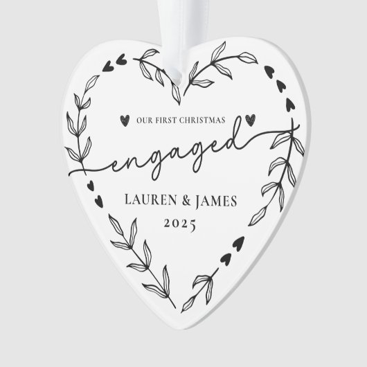 Foto Unser erster Verlobter Weihnachtskranz Ornament (Vorderseite)