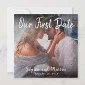 Foto Unsere First Date Couple Wedelfreunde Card Dankeskarte (Vorderseite)