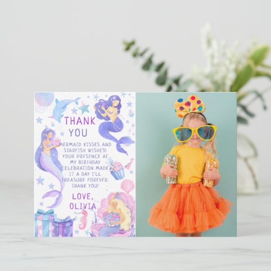 Foto unsere kleine Meerjungfrau im ganzen Alter Ge Dankeskarte (Stehend Vorderseite)