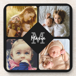 Foto-Untersetzer für mit Monogramm Quadrat hochlad Getränkeuntersetzer
