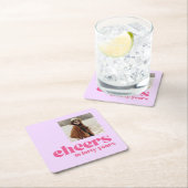 Foto Untersetzer, Retro Lila & rosa, 40. Geburtsta Rechteckiger Pappuntersetzer (Vor Ort)