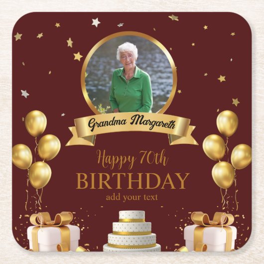 Foto-Untersetzer zum 70. Geburtstag Rechteckiger Pappuntersetzer (Vorderseite)