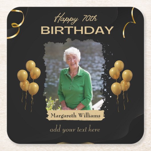 Foto-Untersetzer zum 70. Geburtstag Rechteckiger Pappuntersetzer (Vorderseite)