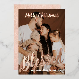 Foto-Urlaubskarte für gesegnete Familien Folien Feiertagskarte