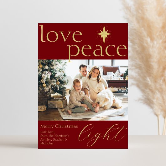 Foto-Urlaubskarte Gold und Rot Feiertagskarte