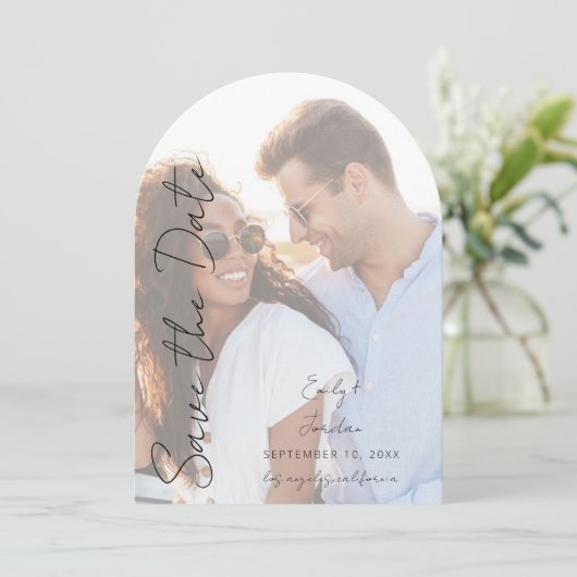 Foto V MOD Chic 3 LG Save the Date Arc Einladung (Stehend Vorderseite)