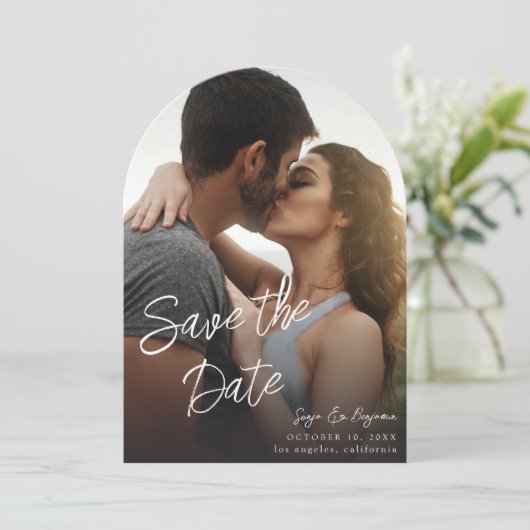 Foto V MOD Chic 4 LG Save the Date Arc Einladung (Stehend Vorderseite)