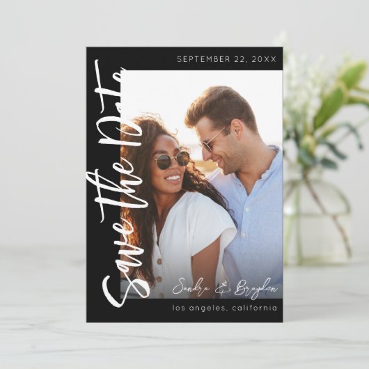 Foto V MOD Chic 5 Save the Date Einladung (Stehend Vorderseite)