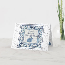 Foto Valentine Blue Rabbit Bunny Vintag Delft Feiertagskarte