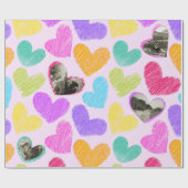 Foto Valentinstag Regenbogen Handgezogene Herzen Geschenkpapier (Flach)