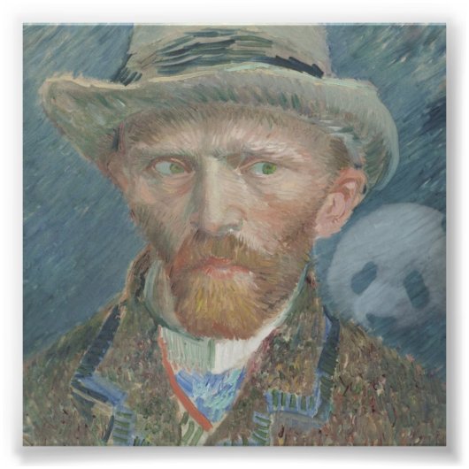 Foto: Van Gogh Self Portrait mit Creepy Panda Fotodruck (Vorne)