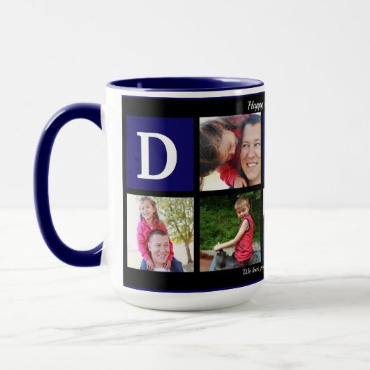 Foto VATER Collage Kaffee Vatertag Schwarze Marine Tasse (Links)