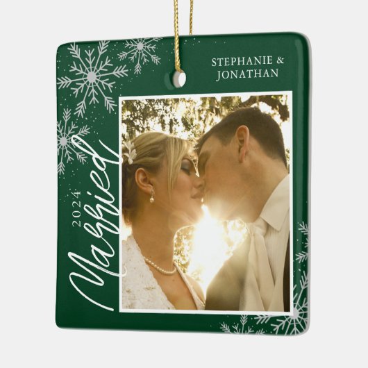 Foto Verheirateter Schneeflocken Keramikornament (Links)