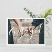 Foto verlobte Anzeigenkarte Party Ankündigung (Stehend Vorderseite)