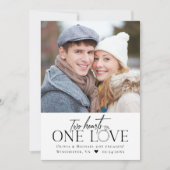 Foto Verlobung Ankündigung zwei Herzen eine Liebe (Vorderseite)