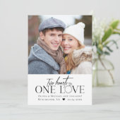 Foto Verlobung Ankündigung zwei Herzen eine Liebe (Stehend Vorderseite)