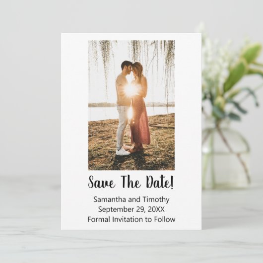 Foto-Verlobung beim Hochfahren speichern der Datum Save The Date (Stehend Vorderseite)