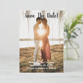 Foto-Verlobung beim Hochfahren speichern der Datum Save The Date (Stehend Vorderseite)