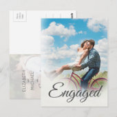 Foto Verlobung Elegante Einfache moderne Schrift Postkarte (Vorne/Hinten)