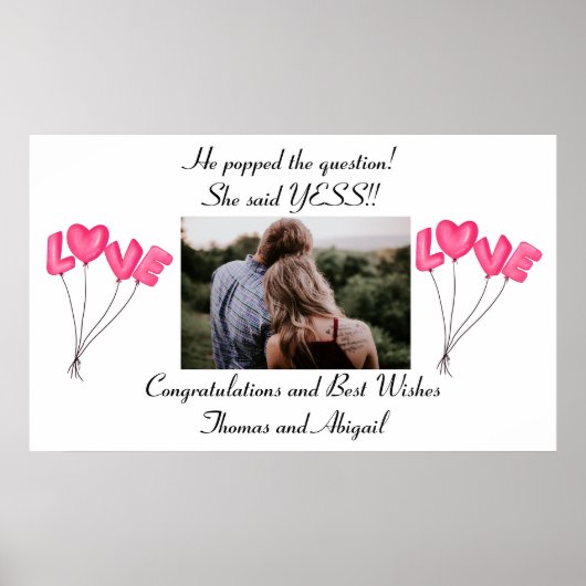 Foto Verlobung Poster Rosa Liebe Balloons (Vorne)