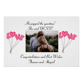 Foto Verlobung Rosa Liebe Balloons Poster